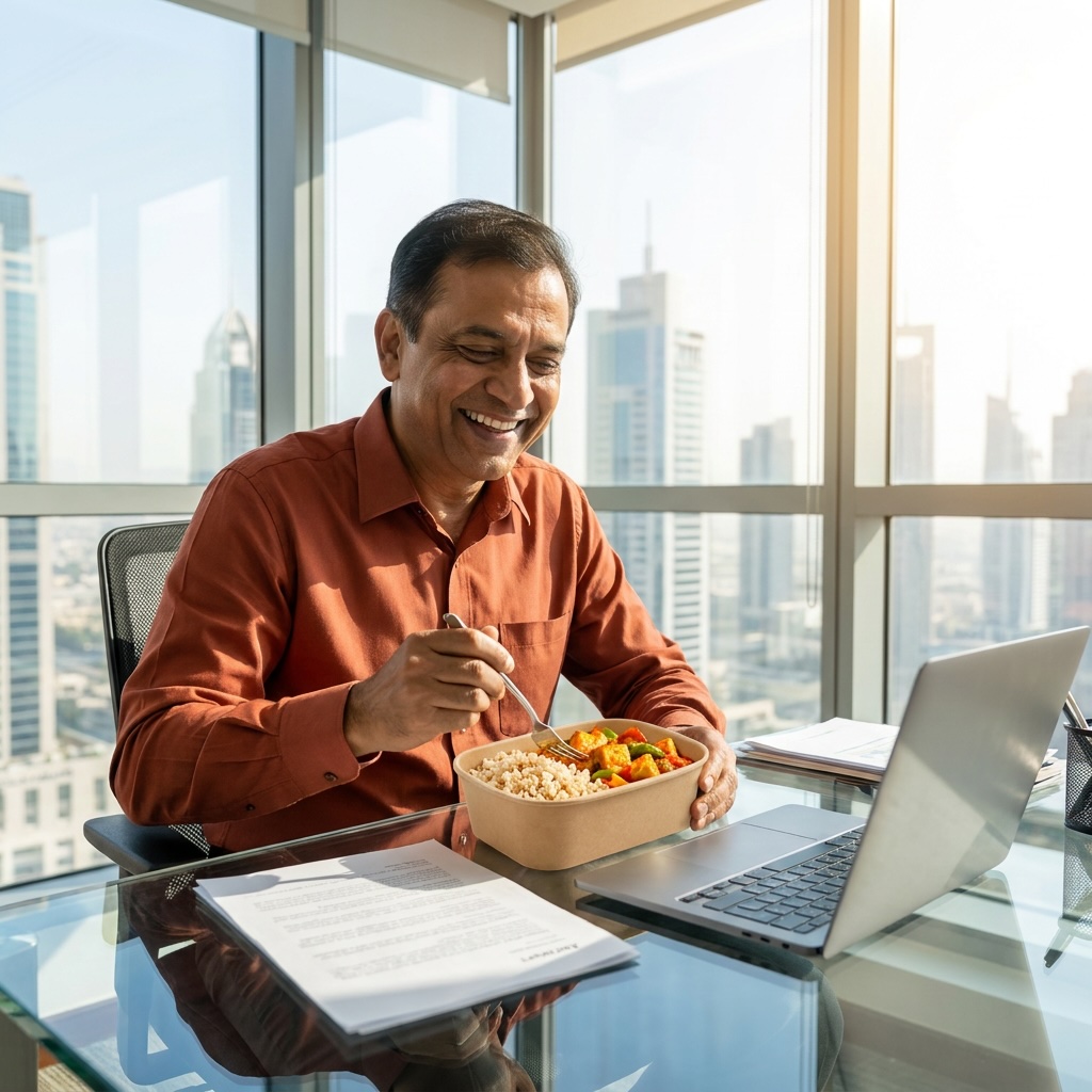 CurryFit Vegetarian Plan — high-protein veg desi meals delivered to your desk in the UAE